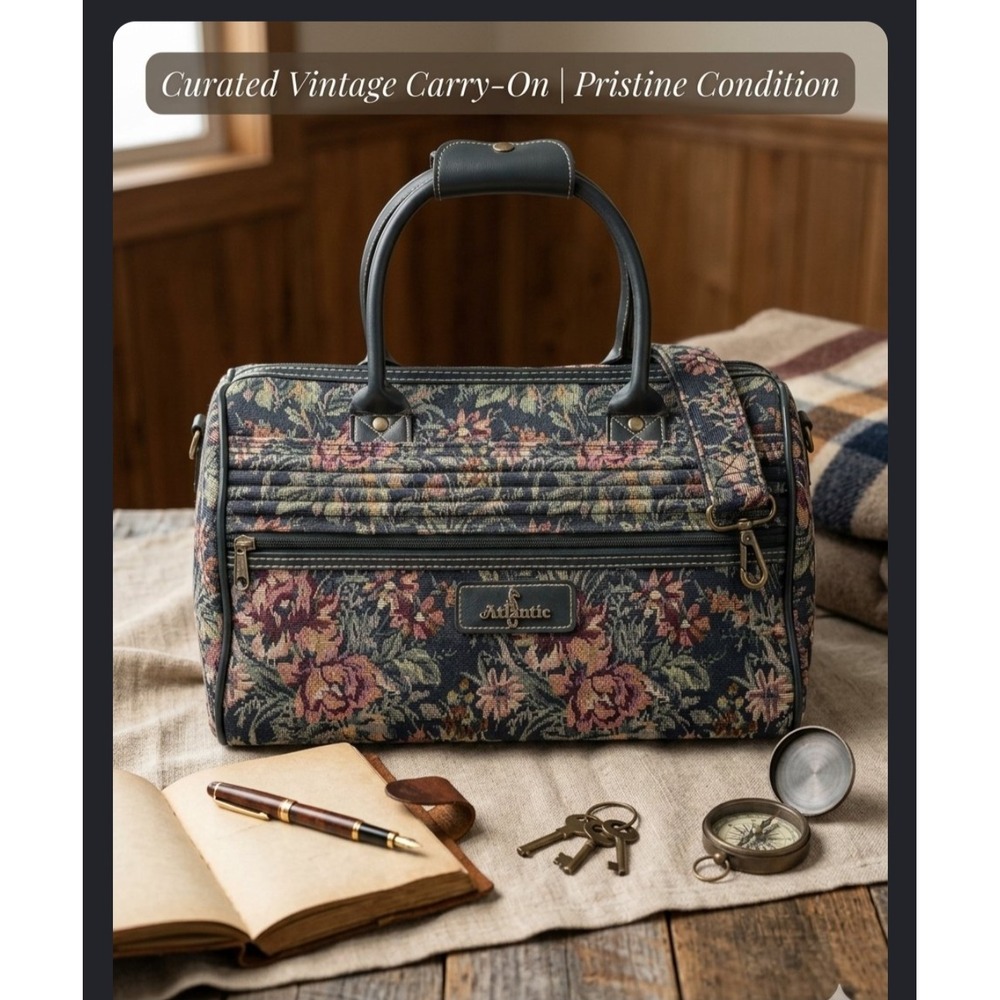 Atlantic Vintage Tapestry Floral Carry On Travel Bag Weekend Duffle Seahorse